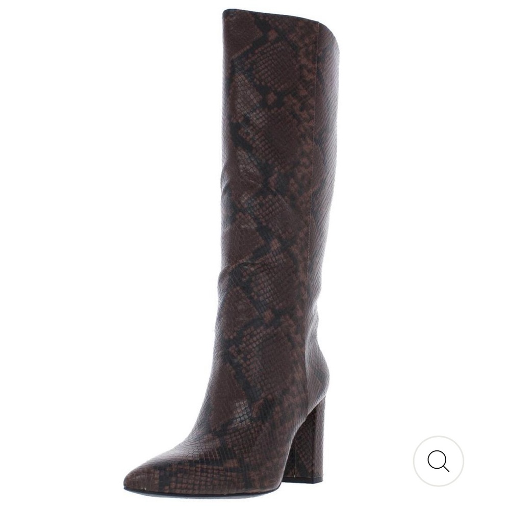 *NEVER WORN* INC PAITON WOMENS LEATHER SNAKE PRINT KNEE-HIGH BOOTS (Brown) w/box
